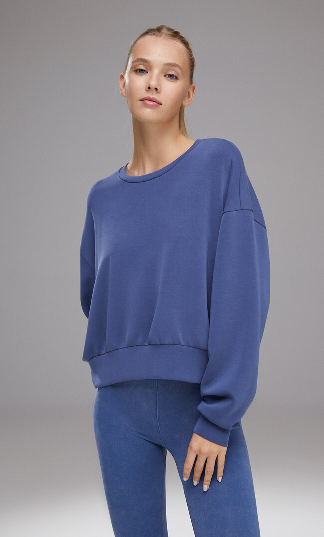 Stradivarius Weiches Sportsweatshirt Aus Modal Himmelblau M