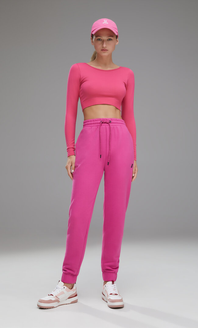 Stradivarius Jogginghose Mit Hohem Bund Und Logo-Print Fuchsia Xs