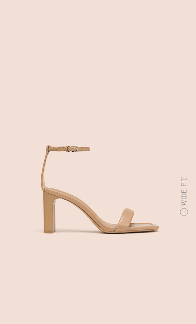 Stradivarius Wide Fit High-Heel Sandals With Padded Strap Beige 6