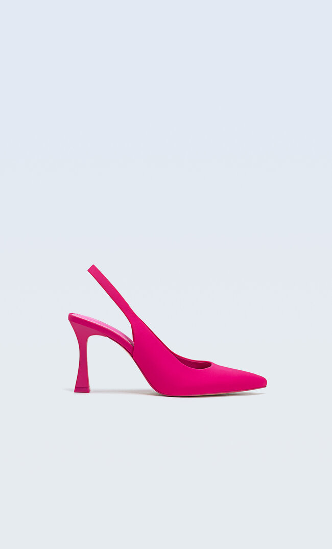 Stradivarius Heeled Slingback Shoes Fuchsia 6