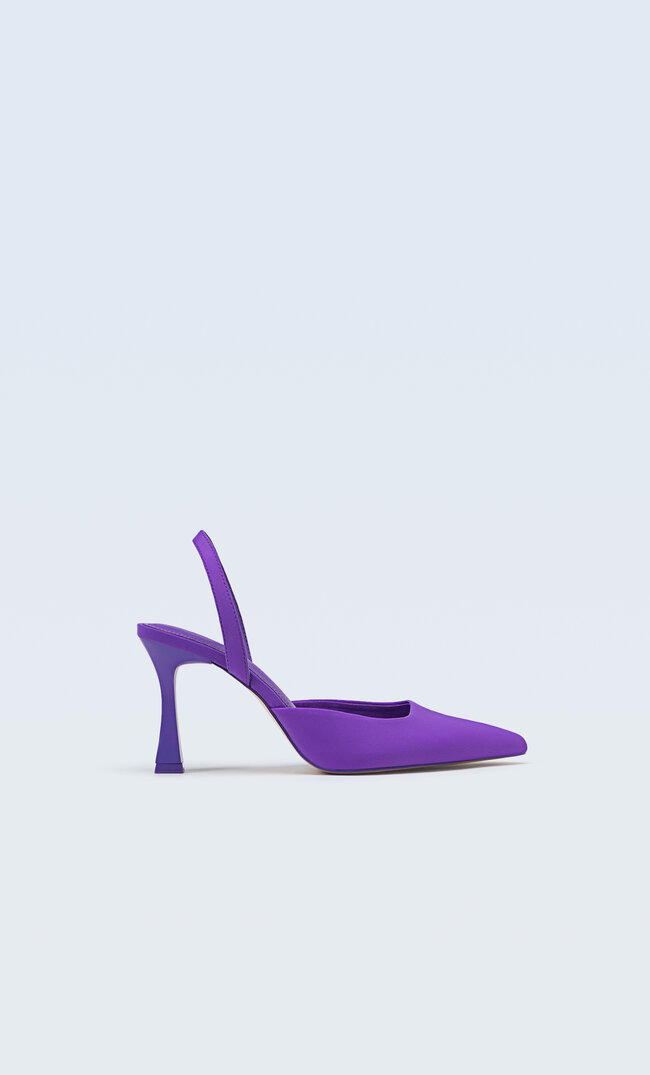 Stradivarius Heeled Slingback Shoes Cardinal Purple 4