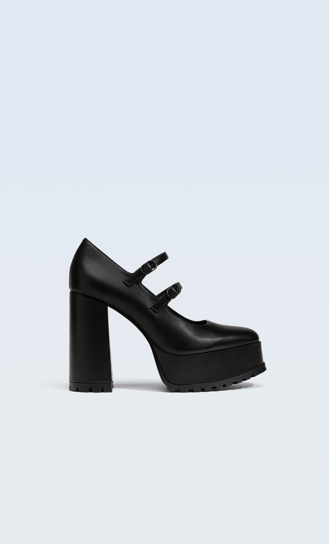 Stradivarius High-Heel Platform Shoes Black 4
