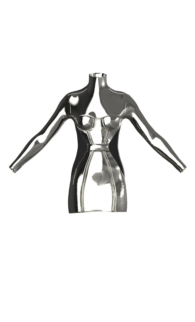 Stradivarius Metaliczna Sukienka Z Gorsetem W Stylu Cyborga Popielaty 103