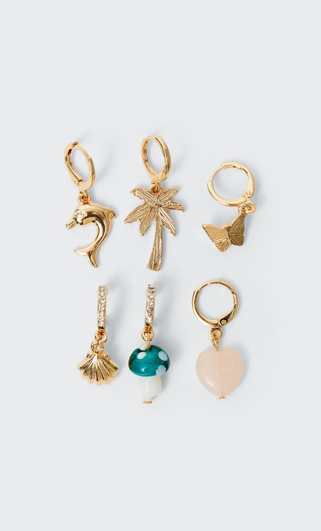 Stradivarius 6er-Set Fantasie-Charms Gelb M