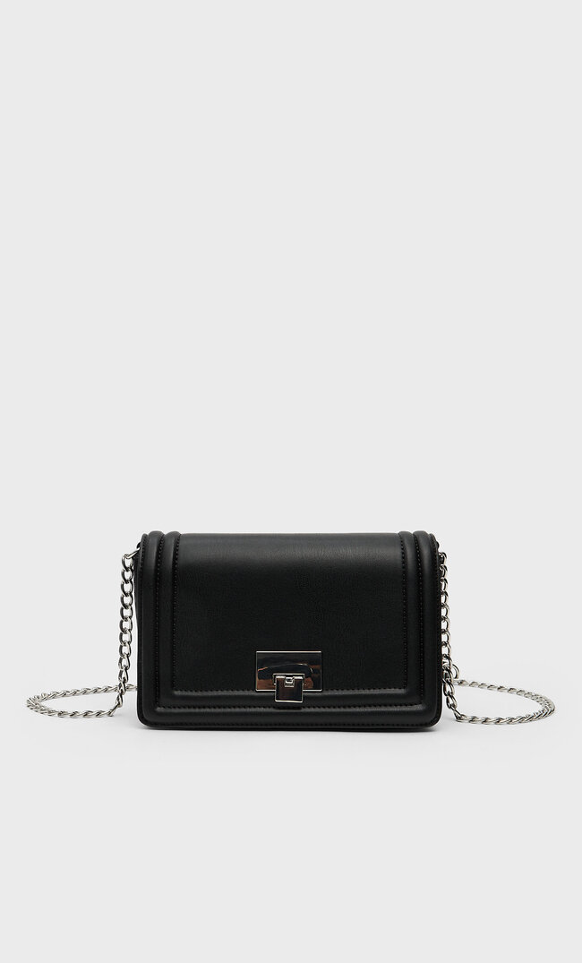 Stradivarius Sac Besace Fermoir Noir M