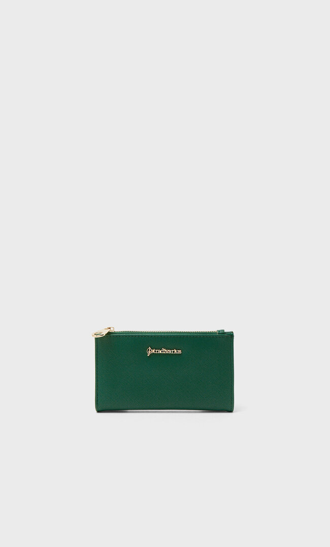 Stradivarius Basic Zip-Up Purse Emerald Green 103