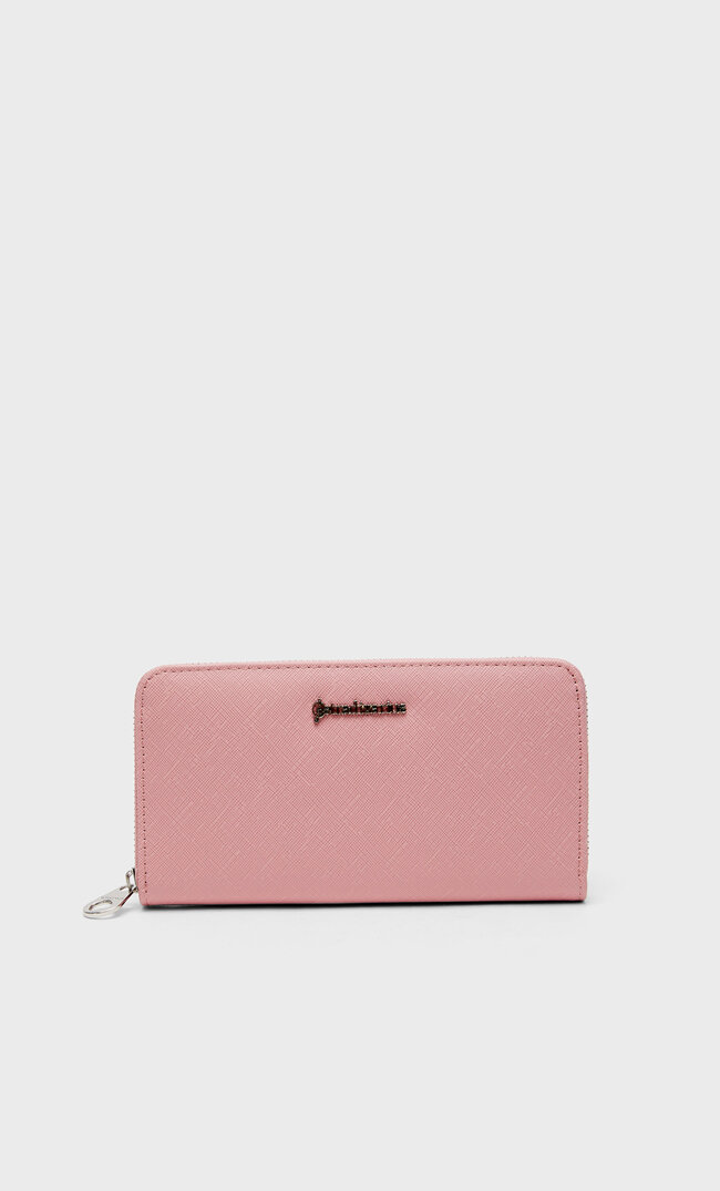 Stradivarius Basic-Brieftasche Mit Reißverschluss Pastellrosa M