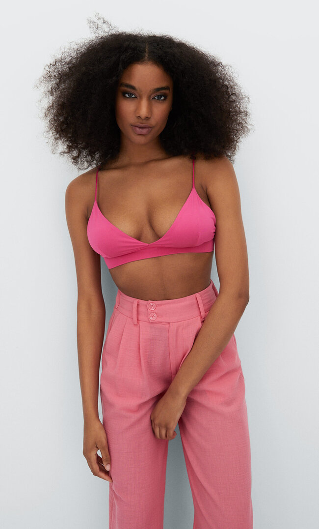 Stradivarius Bralette-Top Mit Trägern Fuchsia M