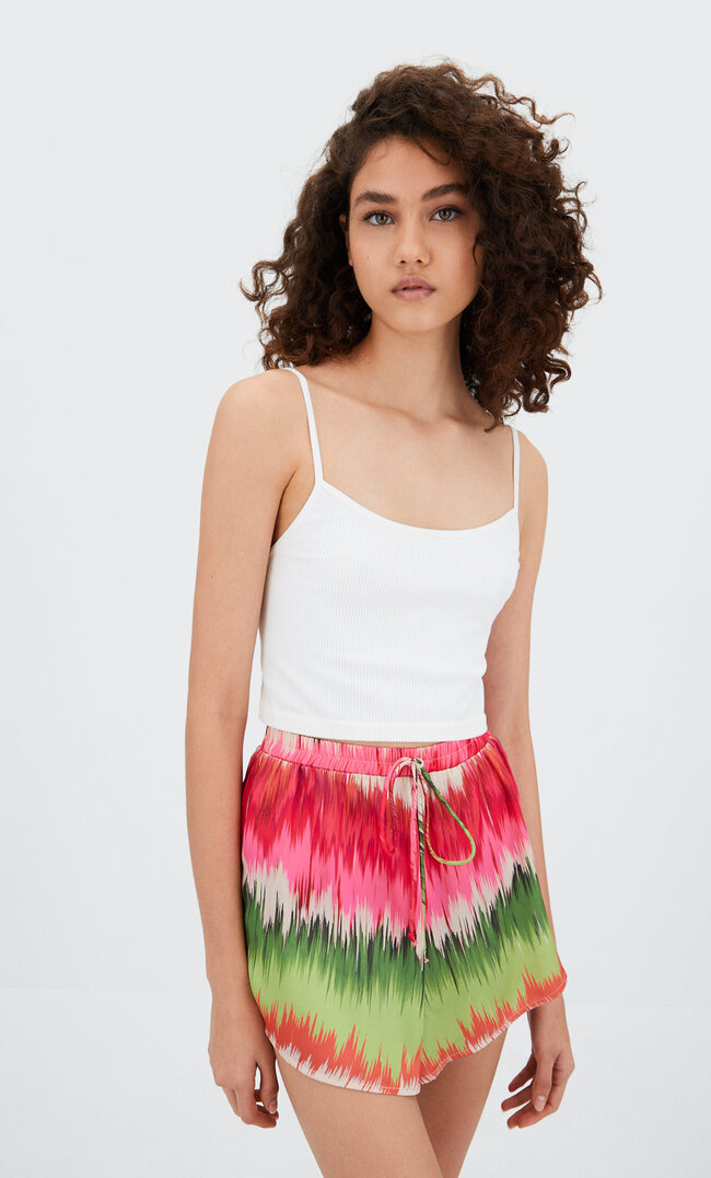 Stradivarius Satin-Pyjamashorts Kaugummirosa S