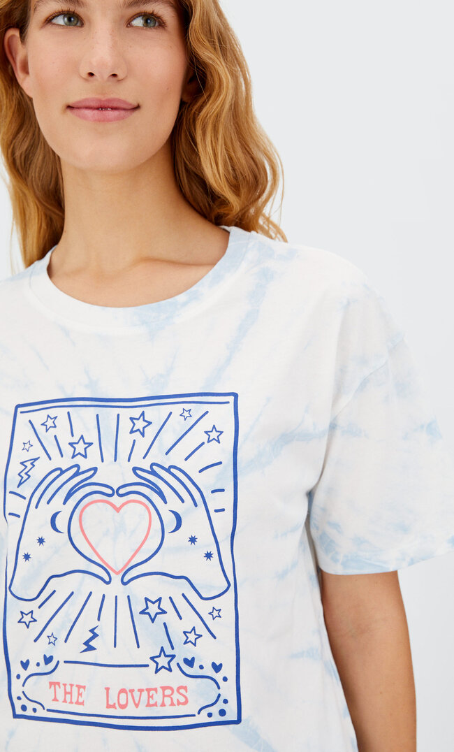 Stradivarius Pyjamashirt Mit Tie-Dye Blau S