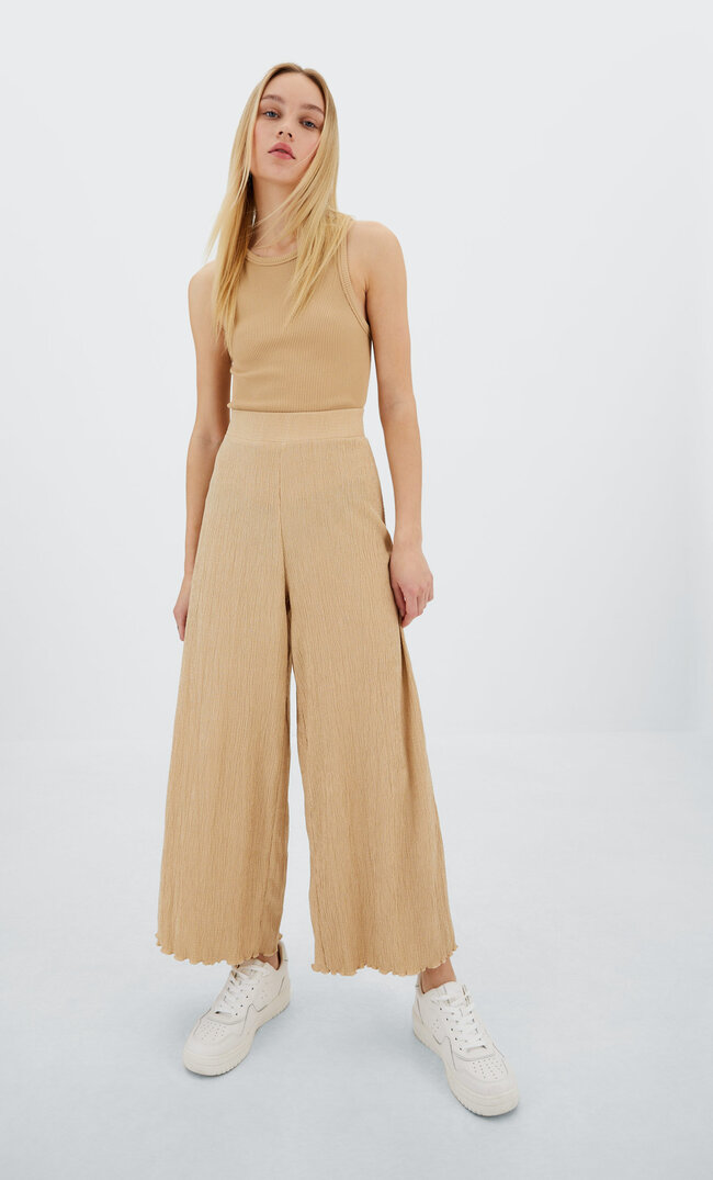 Stradivarius Culottes With Side Vent Stone L