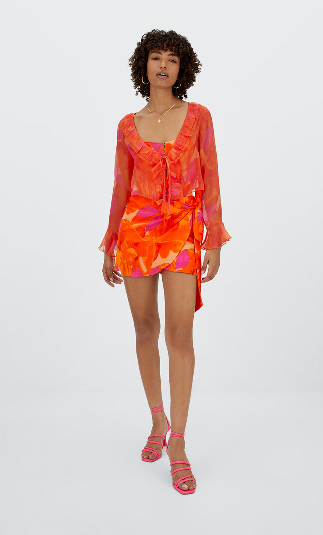 Stradivarius Minirock Mit Print Orange M
