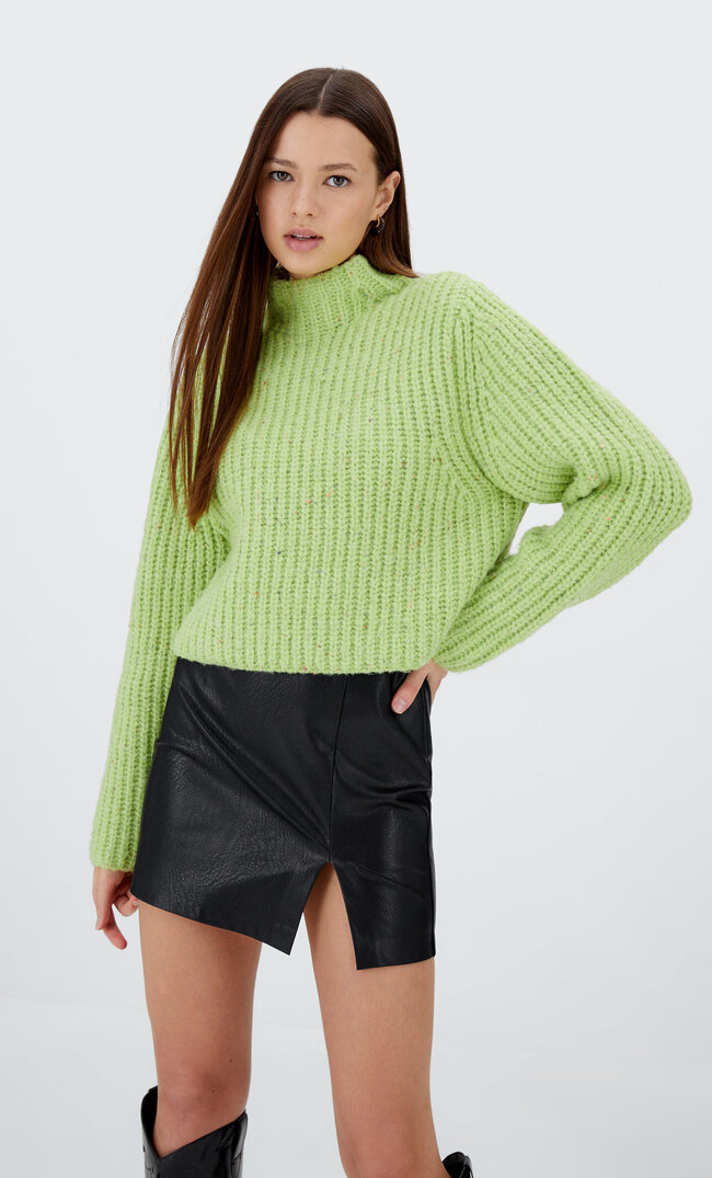 Stradivarius Pulover Din Tricot Cu Guler Perkins Verde M Stradivarius imagine megaplaza.ro