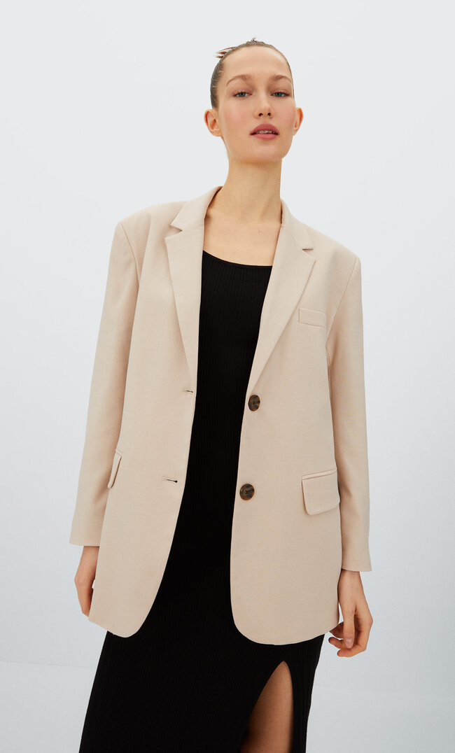 Stradivarius Oversize-Blazer Steingrau M