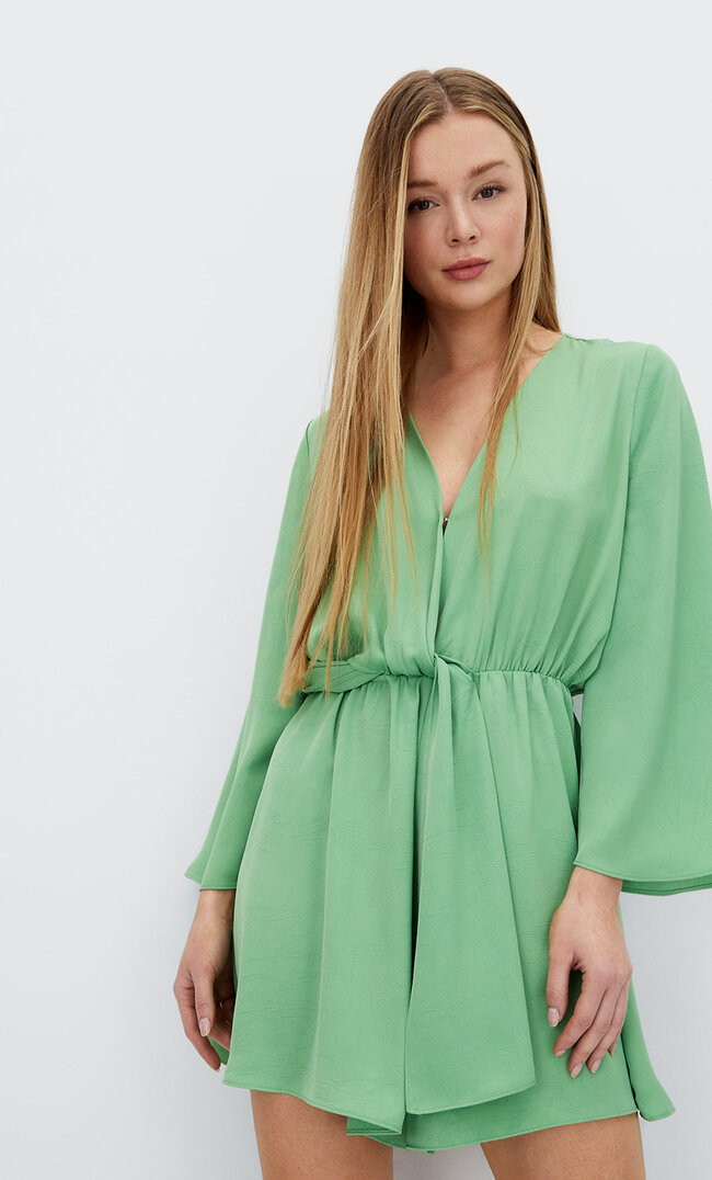 Stradivarius Krótki Kombinezon W Stylu Kimono Akwamaryna S