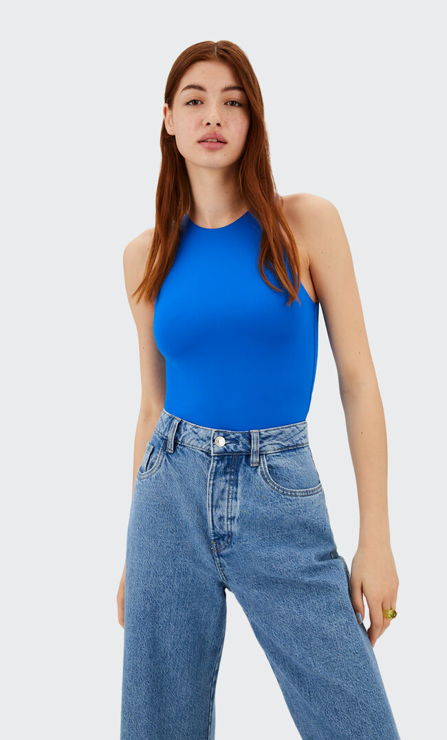 Stradivarius Neckholder-Body Aus Polyamid Elektrisch Blau Xl