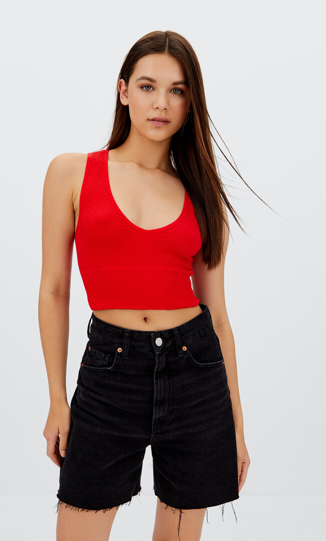 Stradivarius Seamless Top Red S