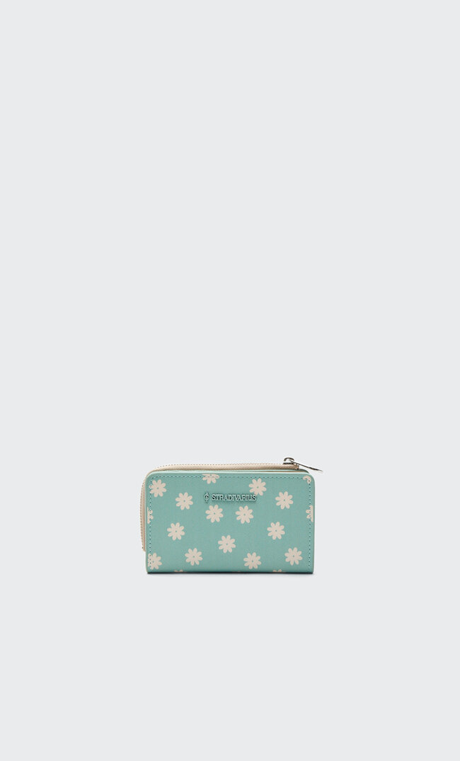 Stradivarius Print Card Holder Purse Green M