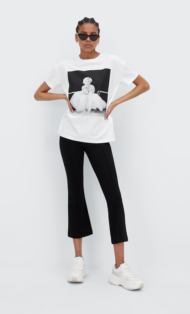 Stradivarius Legginsy Kick Flare Czarny Xs