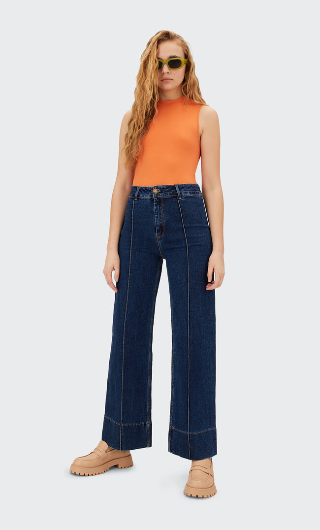 Stradivarius Blugi Minimaliști Full Length Denim Deschis 32