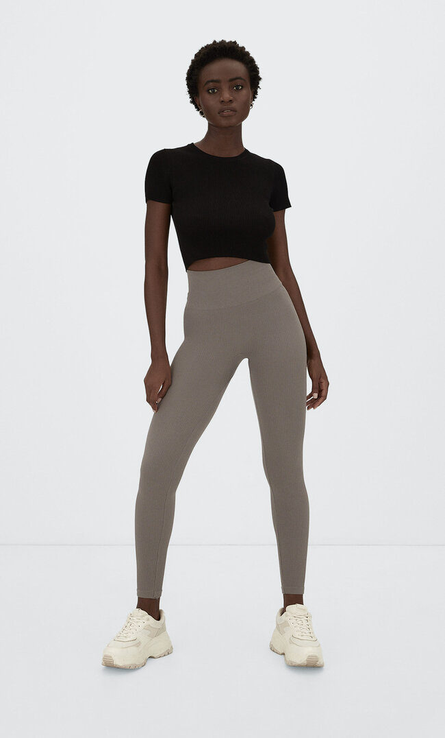 Stradivarius Nahtlose Leggins Graumeliert S