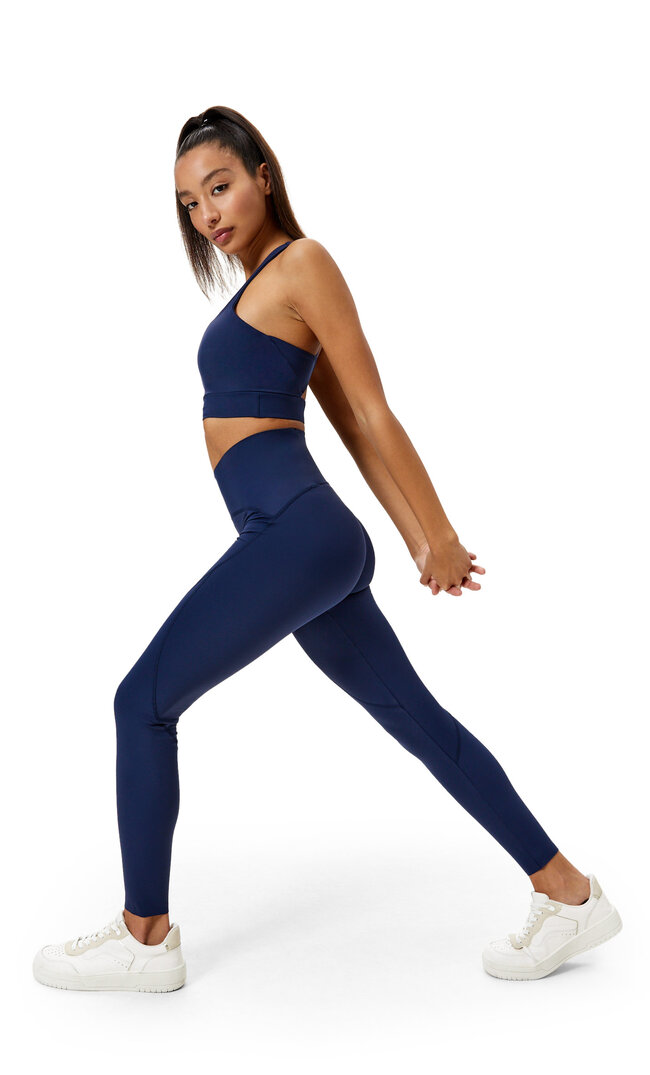 Stradivarius Compression Sports Leggings Navy Blue Xs