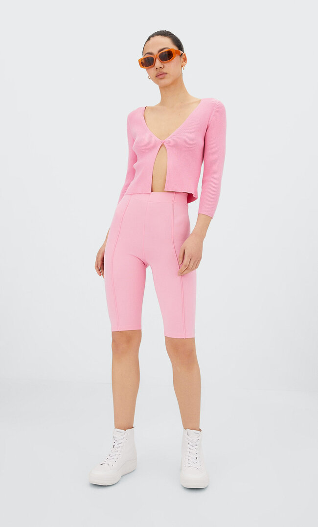 Stradivarius Radler-Leggings Kaugummirosa Xl