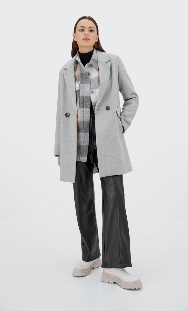 Stradivarius Stoffmantel Grau Melange M