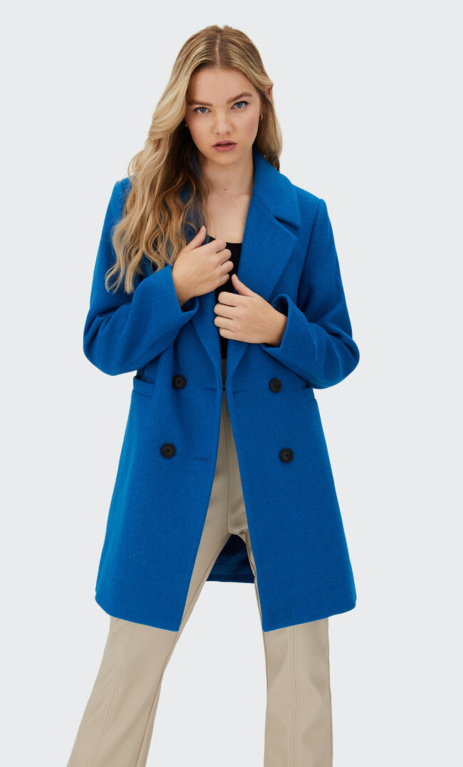 Stradivarius Zweireihiger Mantel Mittelblau Xs
