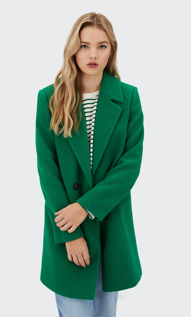Stradivarius Palton Parte Peste Parte Cu Două Rânduri De Nasturi Verde Xs Stradivarius imagine megaplaza.ro