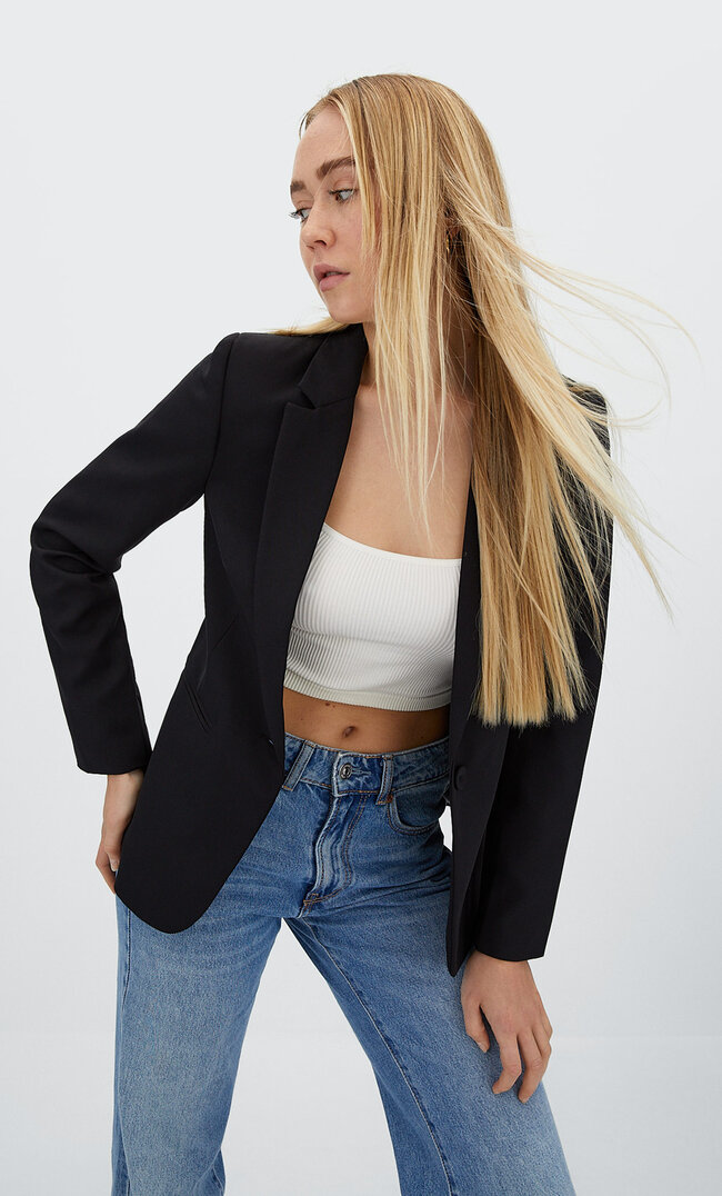 Stradivarius Blazer In Körperbindung Schwarz Xs
