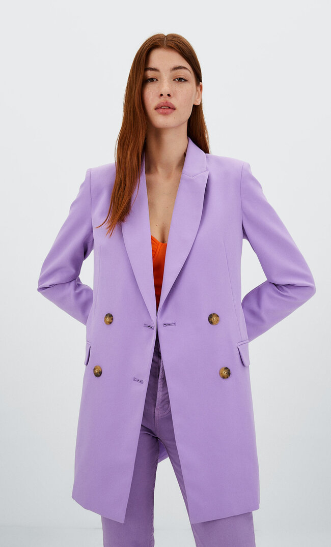 Stradivarius Blazerkleid Lila Xl
