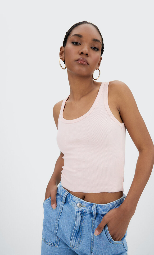 Stradivarius Shirt Mit Racerback Hellrosa Xs