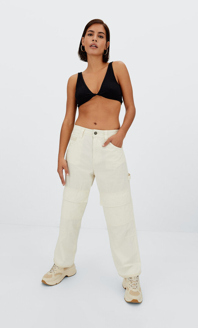 Stradivarius Nahtloses Wende-Top Schwarz Xs