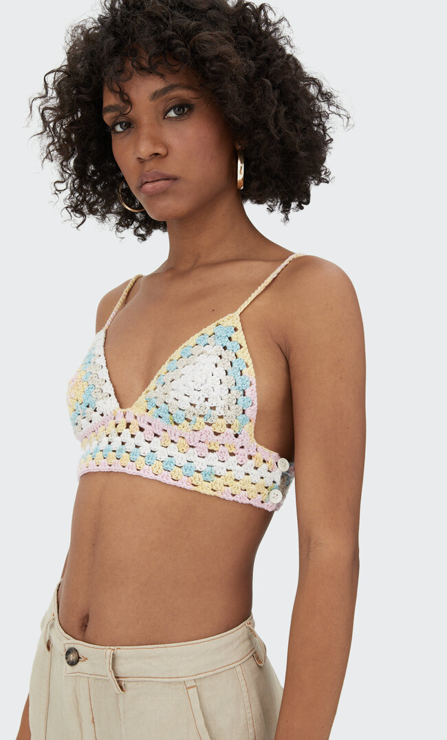 Stradivarius Häkel-Bralette Ecru Xs