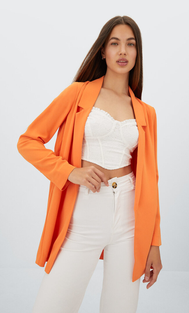 Stradivarius Fließender Blazer Orange M