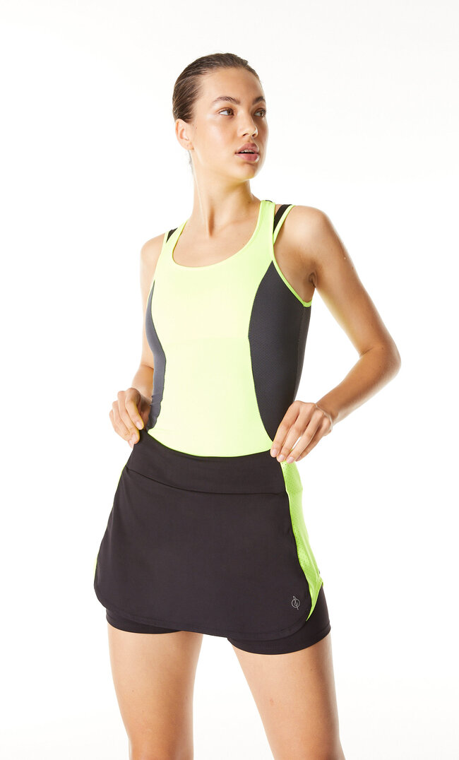 Stradivarius Sportrock Mit Mesh Im Kontrast Gelb S