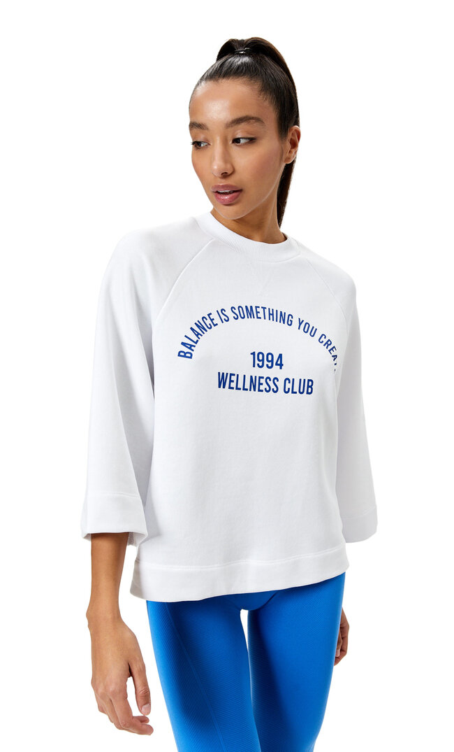 Stradivarius Sports Sweatshirt With Kimono Sleeves White M