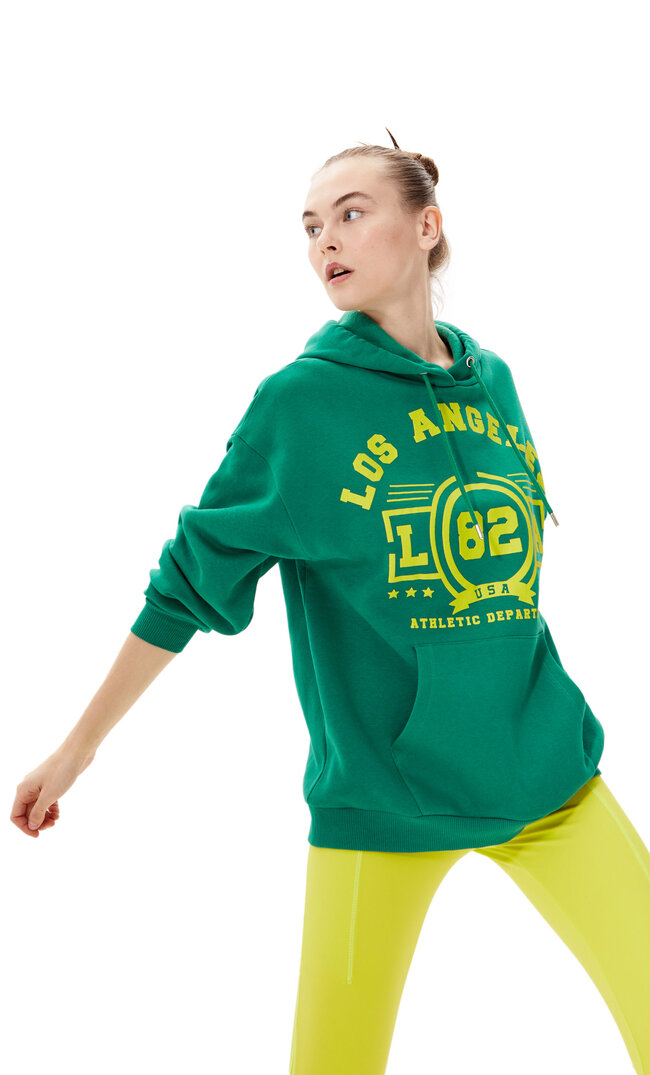 Stradivarius Oversize-Sporthoodie Flaschengrün Xl