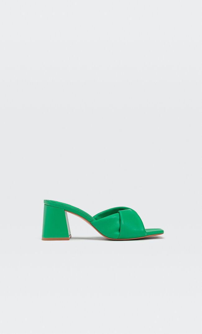 Stradivarius Heeled Sandals With Knot Detail Green 3