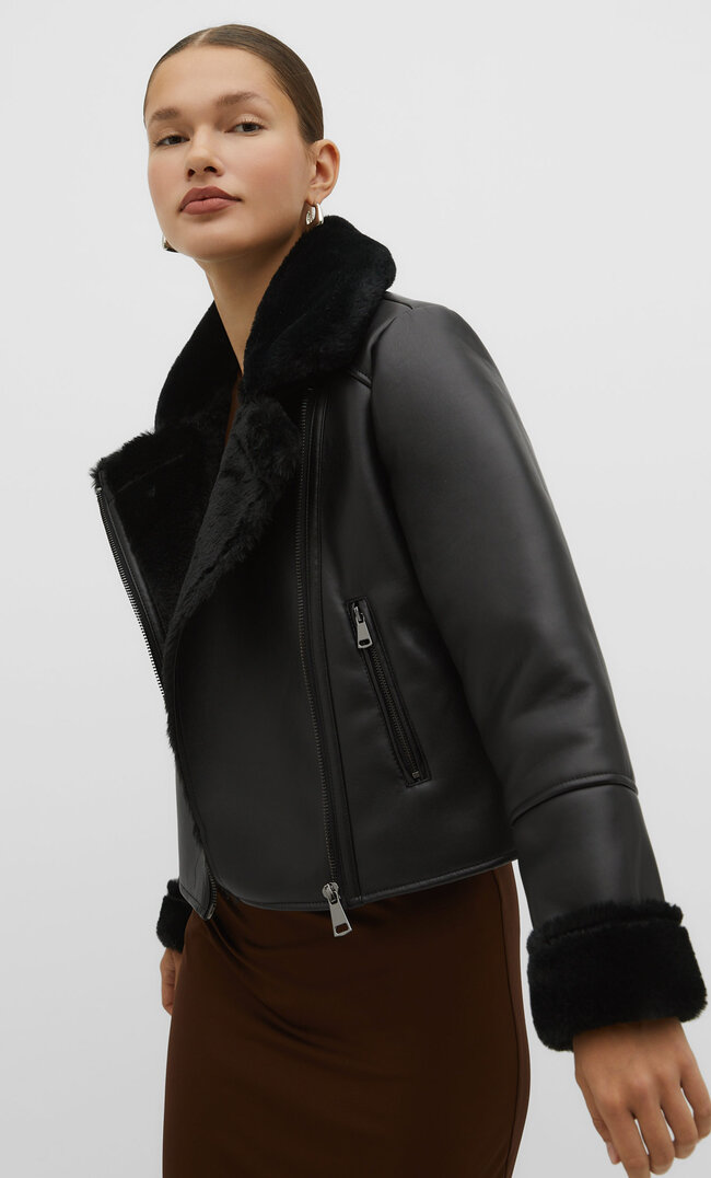 Stradivarius Kurtka biker z dwustronnym wykończeniem ze sztucznej skóry Czarny XL
Stradivarius Kurtka biker z dwustronnym wykończeniem ze sztucznej skóry Czarny XL