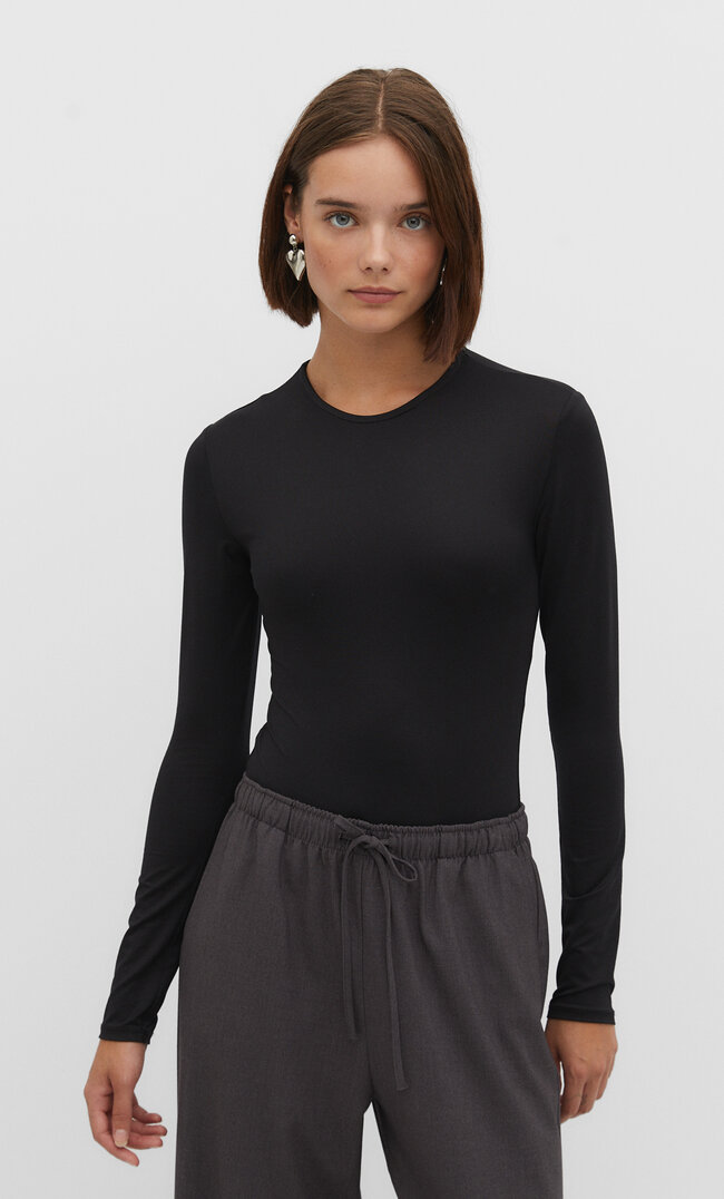 Stradivarius Basic-Body aus Polyamid Schwarz XS
