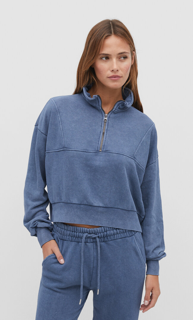 Stradivarius Sweatshirt im Washed-Look mit Reißverschluss am Kragen Marineblau XL
Stradivarius Sweatshirt im Washed-Look mit Reißverschluss am Kragen Marineblau XL