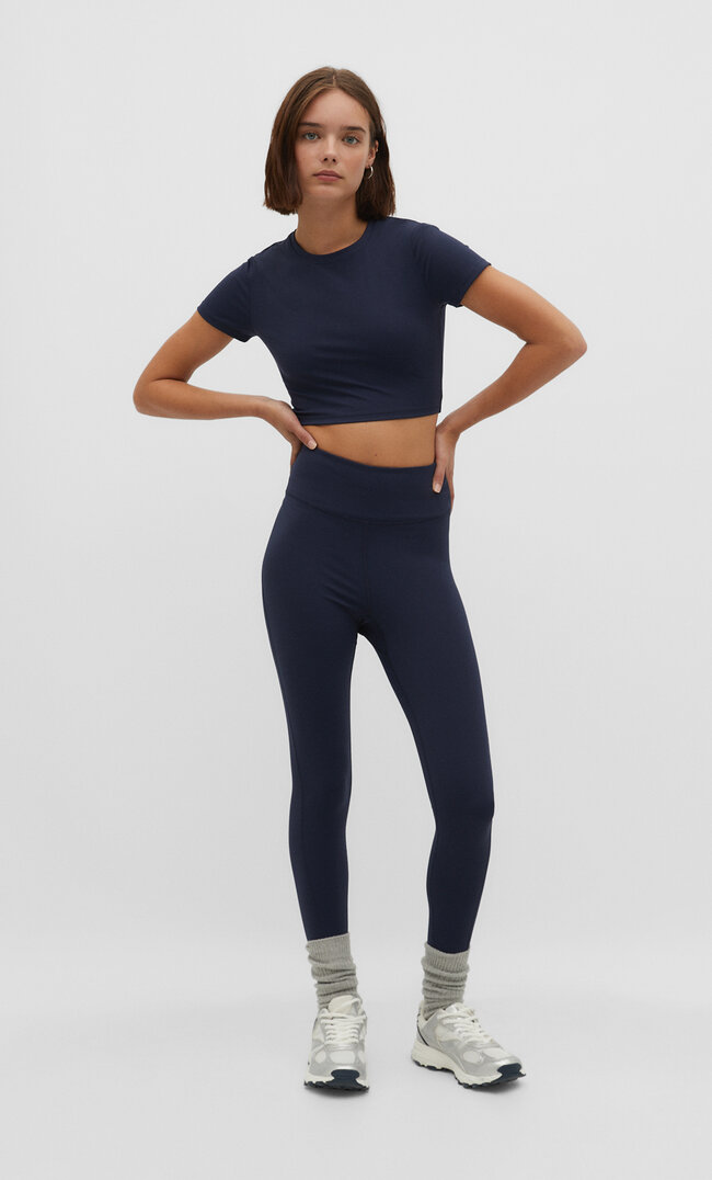 Stradivarius Sportleggins Sculpt Marineblau XL