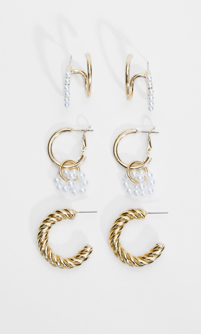 Stradivarius Set De Cercei Cu Ear Cuff Galben M