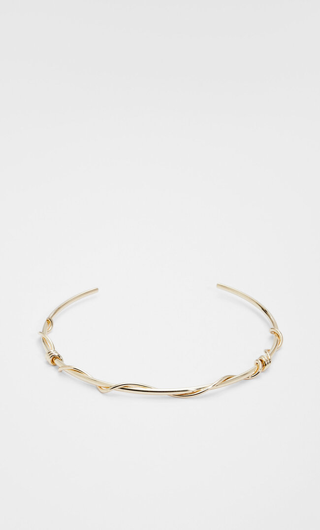 Stradivarius Colier Choker Cu Noduri Galben M Choker imagine megaplaza.ro
