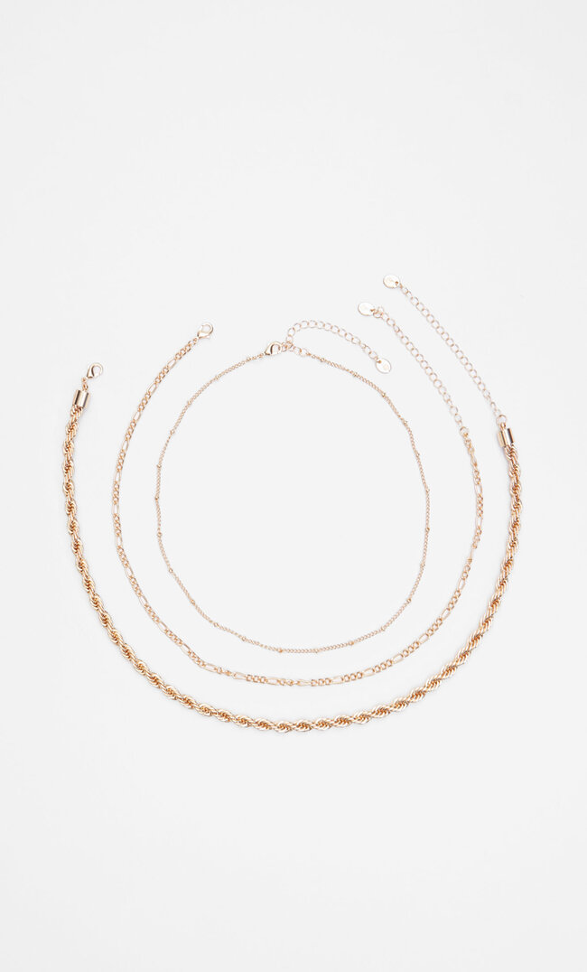 Stradivarius Set De 3 Coliere Tip Șnur Galben M Coliere imagine reduceri