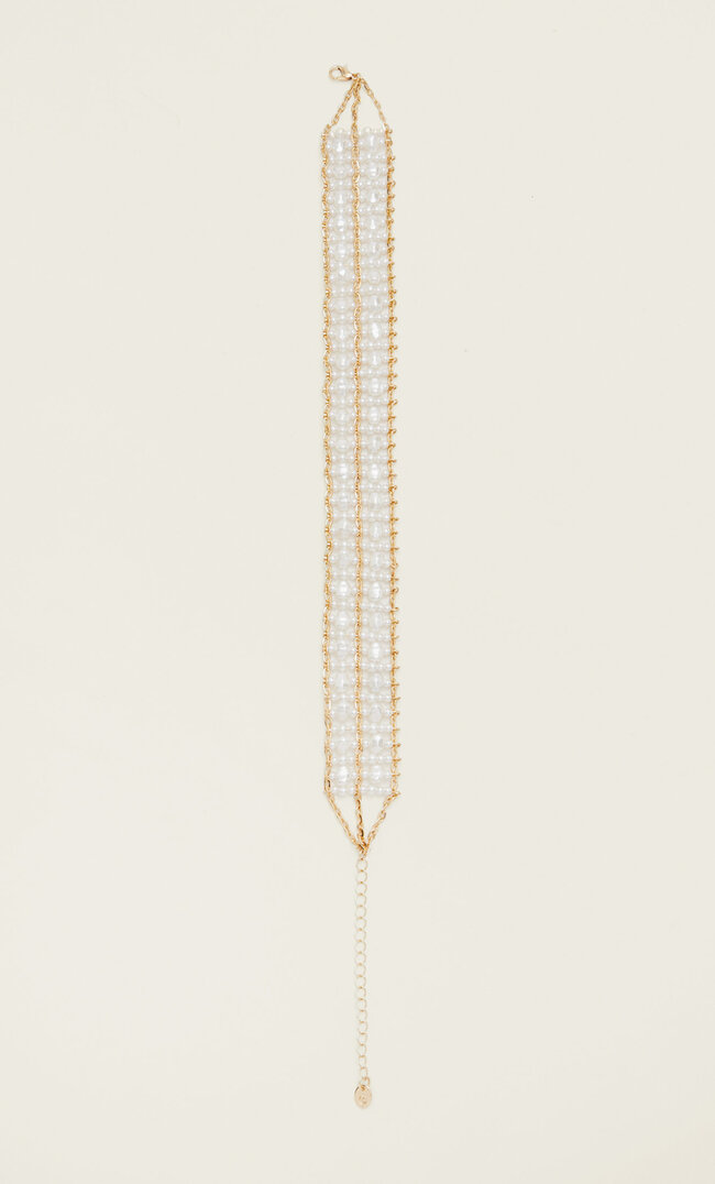 Stradivarius Choker Cu Perlă Și Lanț Galben M Choker imagine reduceri