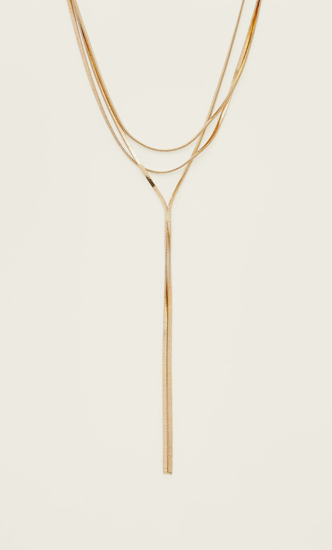 Stradivarius Lange Mehrfach-Kette Gelb M