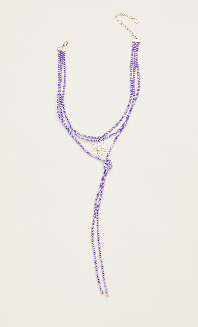 Stradivarius Choker Șnur Cu Charm Și Floare Galben M Charm imagine reduceri